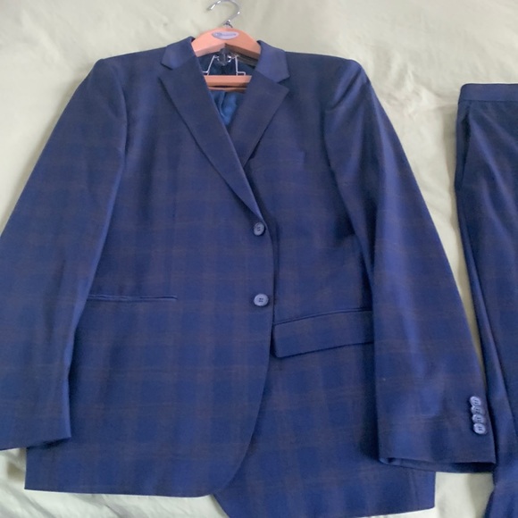 Mens 44L Classic Blue Glen Check Suit - Picture 1 of 2